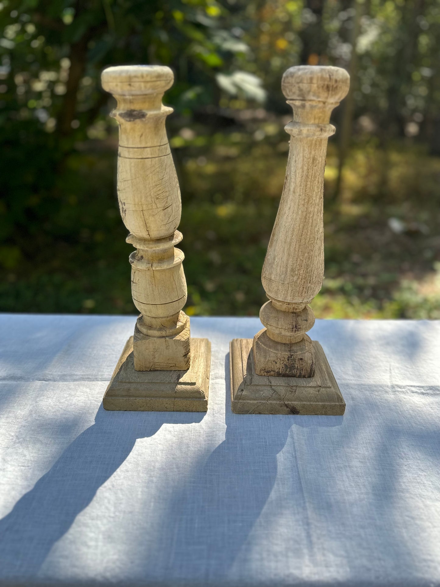 DECORATIVE RECLAIMED WOOD CANDLE STAND