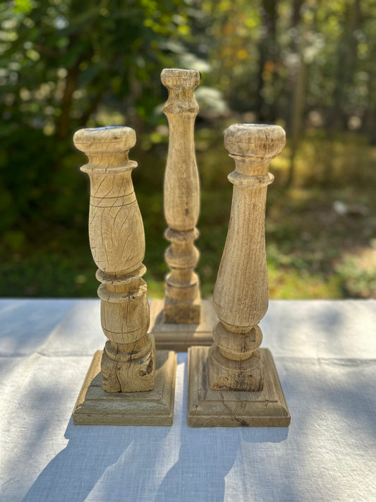 DECORATIVE RECLAIMED WOOD CANDLE STAND